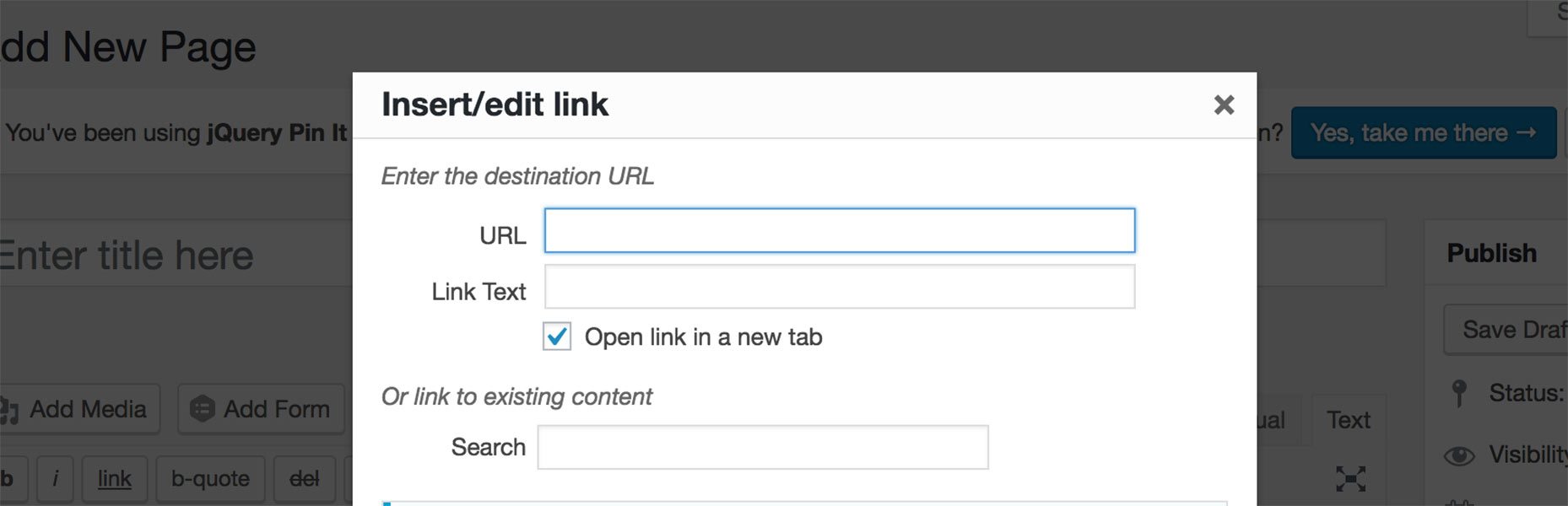 Featured Image WordPress Content Editor Default Links To New Tab/Window